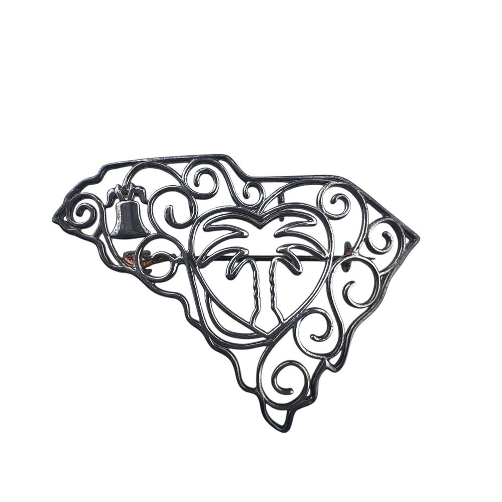 Southern Gates SC Palm Tree Bell Sterling Silver Brooch